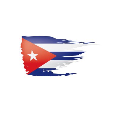 Küba bayrağı, beyaz arkaplanda vektör illüstrasyonu.