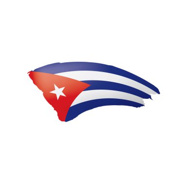 Küba bayrağı, beyaz arkaplanda vektör illüstrasyonu.