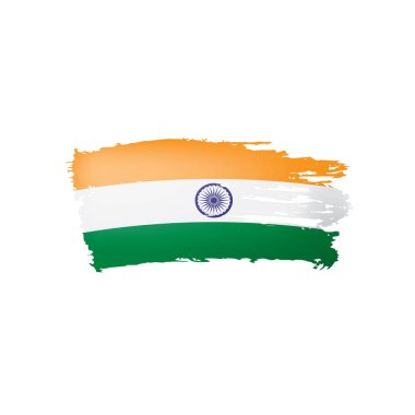 Hindistan bayrağı, beyaz arkaplanda vektör illüstrasyonu.