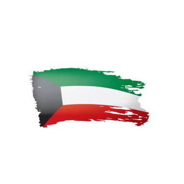 Beyaz arkaplanda Kuveyt bayrağı, vektör illüstrasyonu