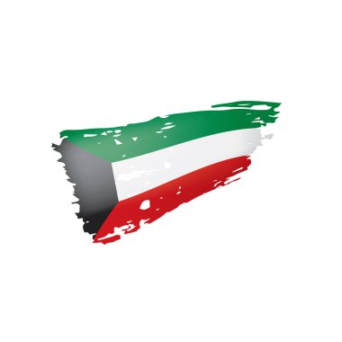 Beyaz arkaplanda Kuveyt bayrağı, vektör illüstrasyonu.