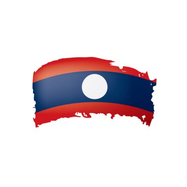 Laos bayrağı, beyaz bir arka plan üzerinde vektör çizim.