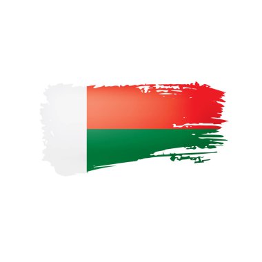 Madagaskar bayrağı, beyaz bir arka plan üzerinde vektör çizim.