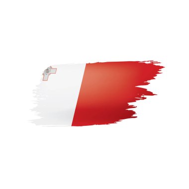 Malta bayrağı, beyaz bir arka plan üzerinde vektör çizim.