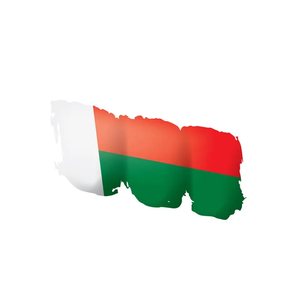 Vlajka Madagaskaru, vektorové ilustrace na bílém pozadí. — Stockový vektor