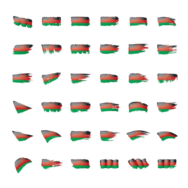 Malawi-Flagge, Vektorabbildung auf weißem Hintergrund. — Stockvektor