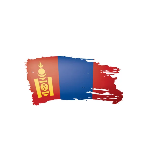 Mongoliet flagga, vektorillustration på vit bakgrund — Stock vektor