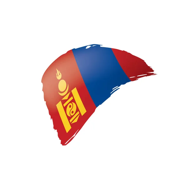 Σημαία της Μογγολίας, εικονογράφηση διάνυσμα σε λευκό φόντο — Διανυσματικό Αρχείο