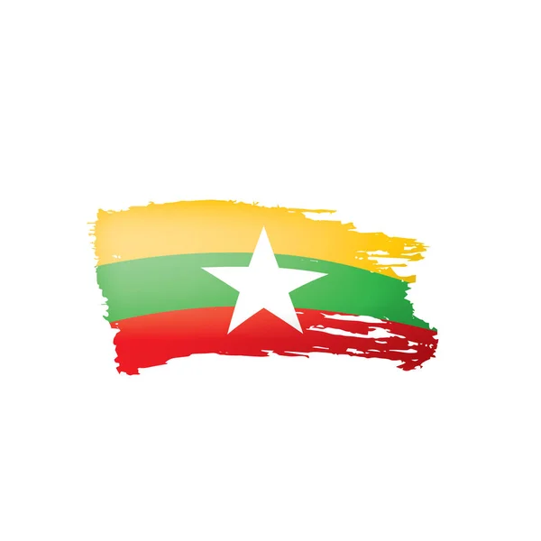 Σημαία της Μιανμάρ, εικονογράφηση διάνυσμα σε λευκό φόντο. — Διανυσματικό Αρχείο