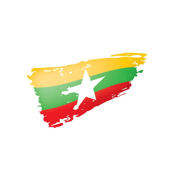 Myanmar flagga, vektorillustration på vit bakgrund. — Stock vektor
