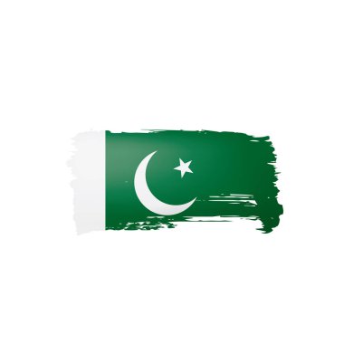 Pakistan bayrağı, beyaz arkaplanda vektör illüstrasyonu.