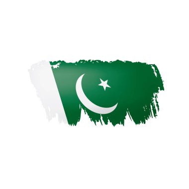 Pakistan bayrağı, beyaz arkaplanda vektör illüstrasyonu.