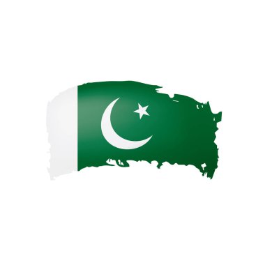Pakistan bayrağı, beyaz arkaplanda vektör illüstrasyonu.