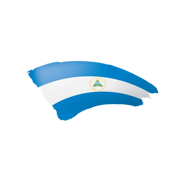 Nicaragua-Flagge, Vektorabbildung auf weißem Hintergrund. — Stockvektor