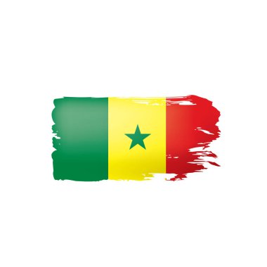 Senegal bayrağı, beyaz arkaplanda vektör çizimi.