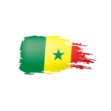 Senegal bayrağı, beyaz arkaplanda vektör çizimi.