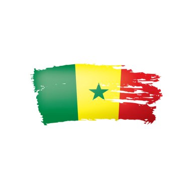 Senegal bayrağı, beyaz arkaplanda vektör çizimi.