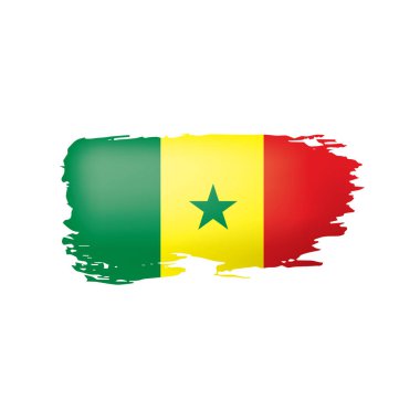 Senegal bayrağı, beyaz arkaplanda vektör çizimi.