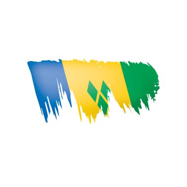 Saint Vincent ve Grenadines bayrağı, beyaz arkaplanda vektör çizimi.