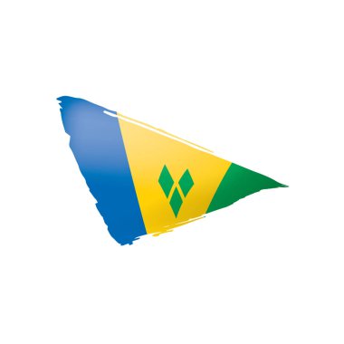 Saint Vincent ve Grenadines bayrağı, beyaz arkaplanda vektör çizimi.