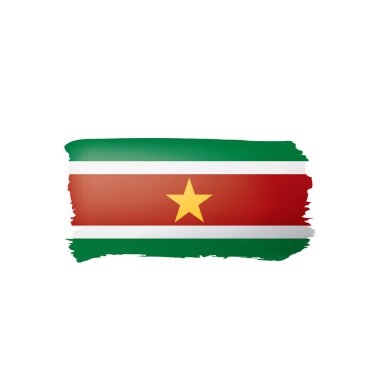 Surinam bayrak, beyaz bir arka plan üzerinde vektör çizim.