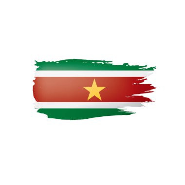 Surinam bayrak, beyaz bir arka plan üzerinde vektör çizim.