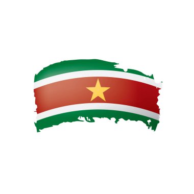Surinam bayrak, beyaz bir arka plan üzerinde vektör çizim.