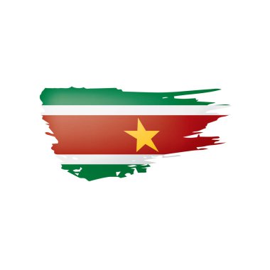 Surinam bayrak, beyaz bir arka plan üzerinde vektör çizim.