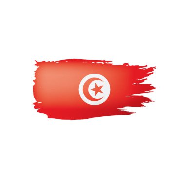 Tunus bayrağı, beyaz bir arka plan üzerinde vektör çizim.