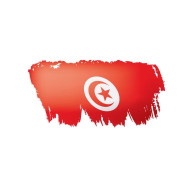 Tunus bayrağı, beyaz bir arka plan üzerinde vektör çizim.
