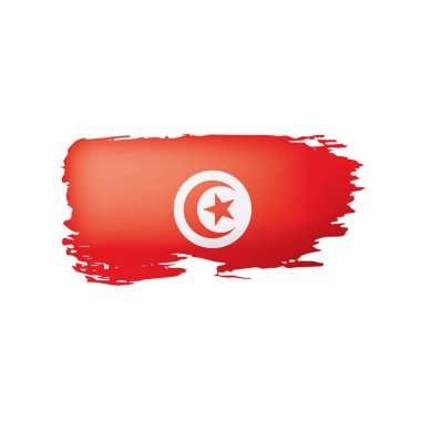 Tunus bayrağı, beyaz bir arka plan üzerinde vektör çizim.