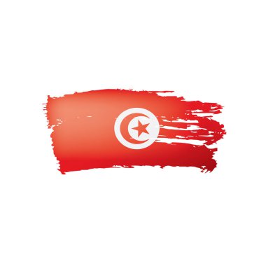 Tunus bayrağı, beyaz bir arka plan üzerinde vektör çizim.