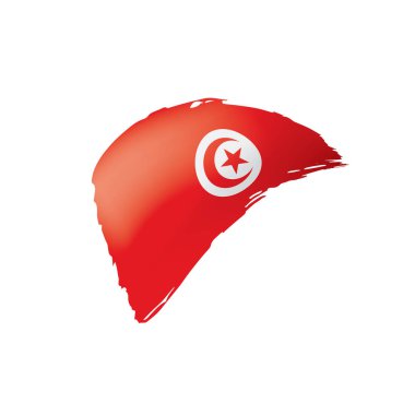 Tunus bayrağı, beyaz bir arka plan üzerinde vektör çizim.