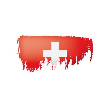 İsviçre bayrağı, beyaz arkaplanda vektör illüstrasyonu.