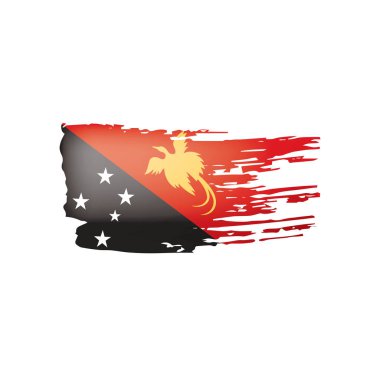 Papua Yeni Gine bayrağı, beyaz arkaplanda vektör illüstrasyonu.