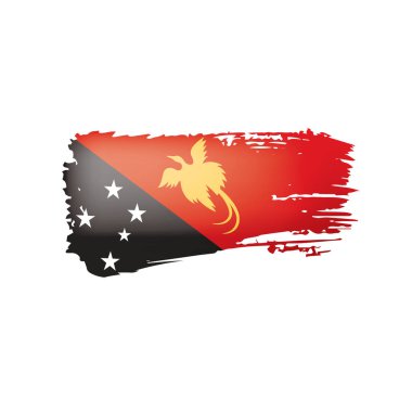 Papua Yeni Gine bayrağı, beyaz arkaplanda vektör illüstrasyonu.