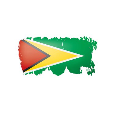 Guyana bayrağı, beyaz arkaplanda vektör illüstrasyonu.