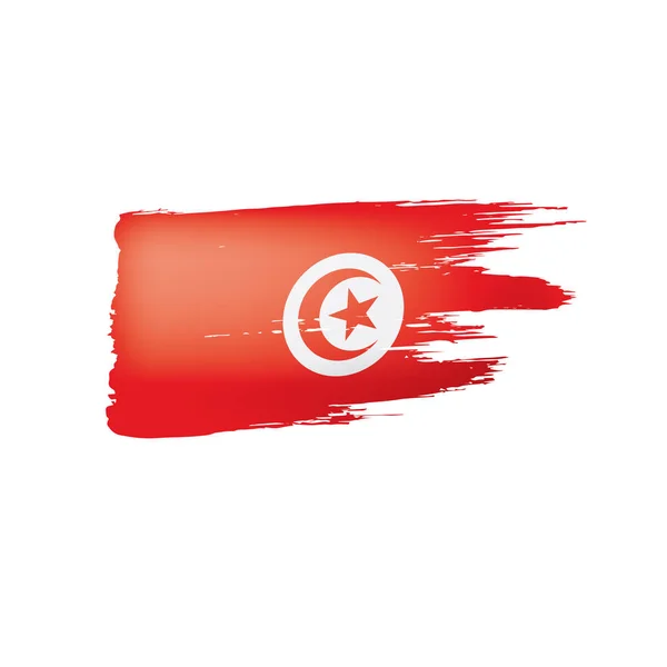 Drapeau Tunisie, illustration vectorielle sur fond blanc . — Image vectorielle