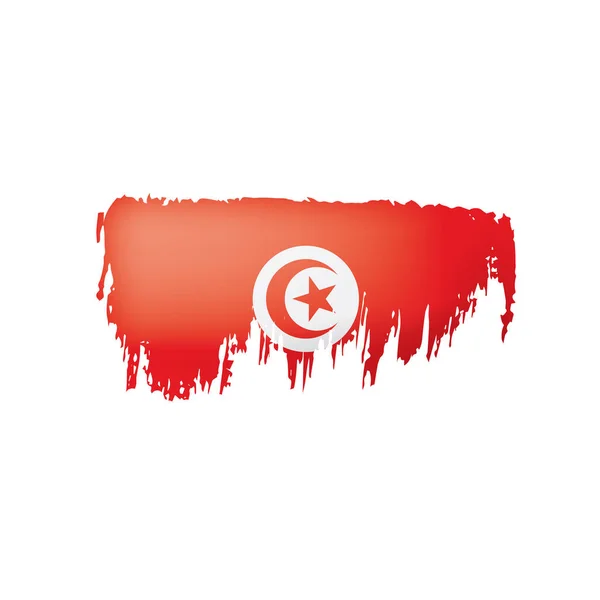 Tunisfahne, Vektorabbildung auf weißem Hintergrund. — Stockvektor