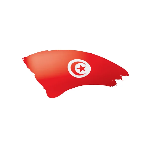 Drapeau Tunisie, illustration vectorielle sur fond blanc . — Image vectorielle