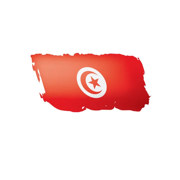 Drapeau Tunisie, illustration vectorielle sur fond blanc . — Image vectorielle