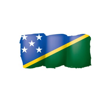 Solomon Adaları bayrağı, beyaz arka planda vektör illüstrasyonu.