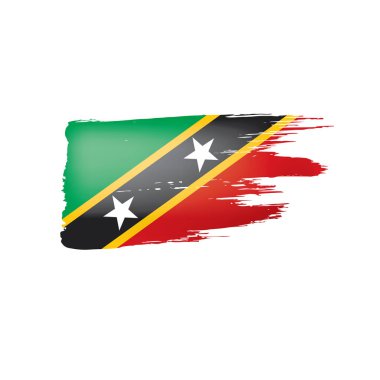Saint Kitts ve Nevis bayrağı, beyaz arkaplanda vektör çizimi.