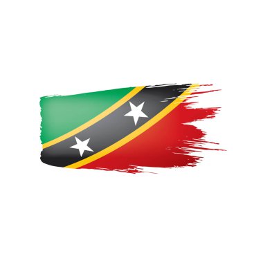 Saint Kitts ve Nevis bayrağı, beyaz arkaplanda vektör çizimi.