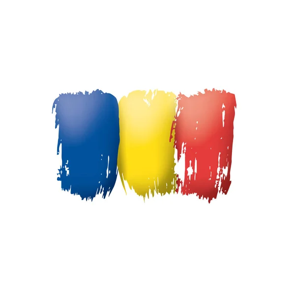 Rumänien Flagge, Vektorabbildung auf weißem Hintergrund. — Stockvektor