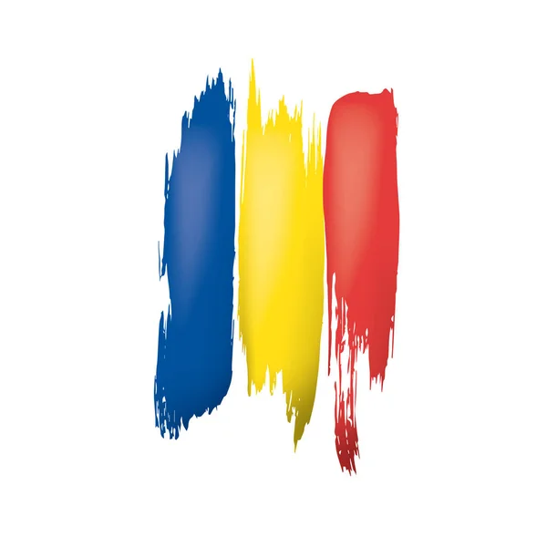 Σημαία Ρουμανίας, διανυσματική απεικόνιση σε λευκό φόντο. — Διανυσματικό Αρχείο