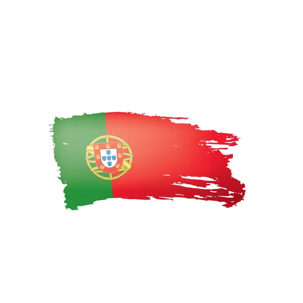葡萄牙旗子, 矢量例证在白色背景. — 图库矢量图片
