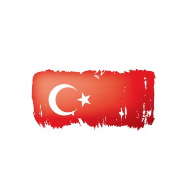 Türkiye bayrağı, beyaz bir arka plan üzerinde vektör çizim.