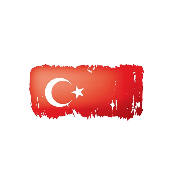Bandiera Turchia, illustrazione vettoriale su sfondo bianco . — Vettoriale Stock