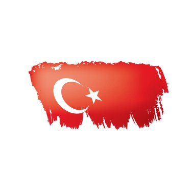 Türkiye bayrağı, beyaz bir arka plan üzerinde vektör çizim.